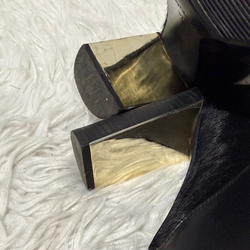 SEE By Chloe Black Ankle Boots with Goldtone Accents - Picture 9 of 13